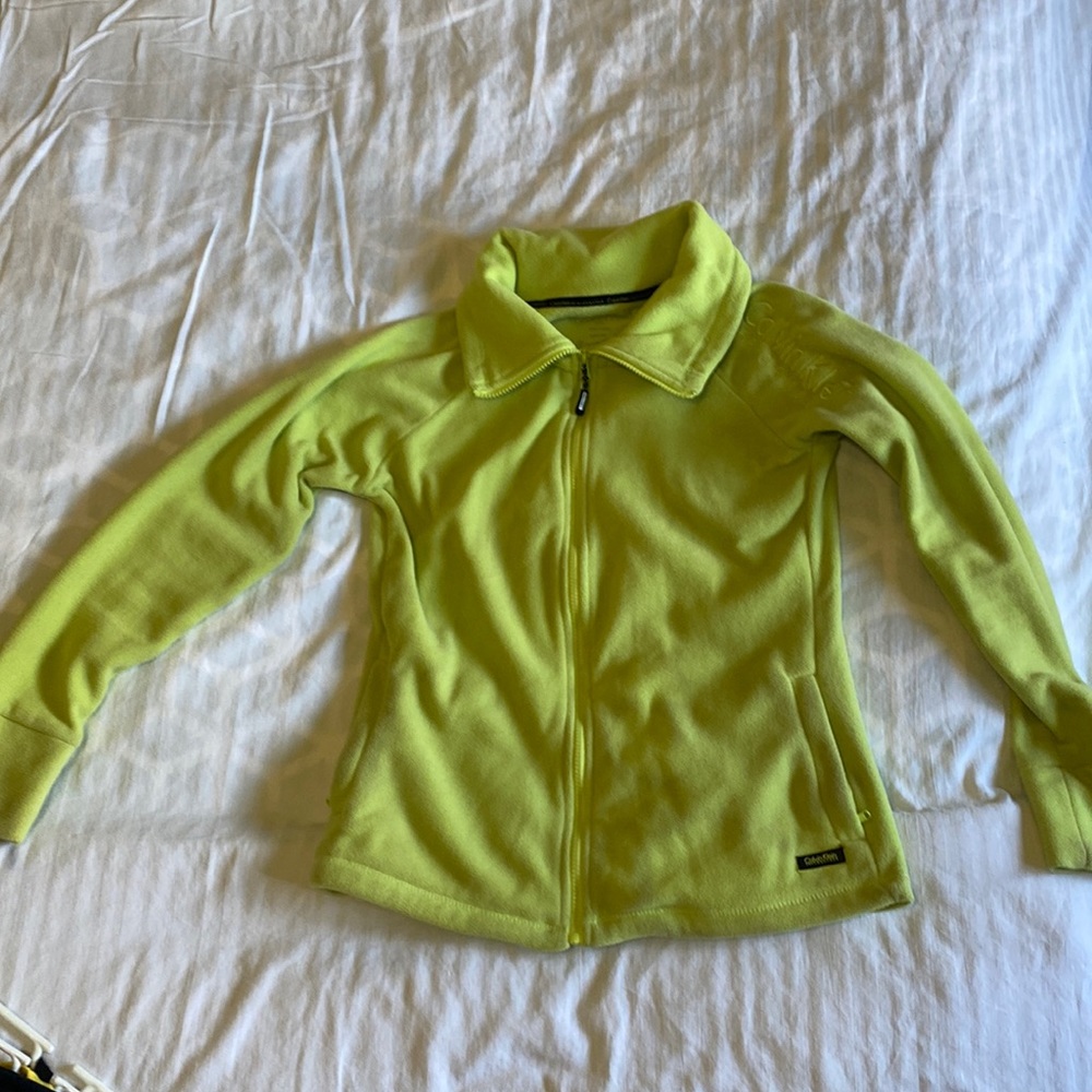 Calvin Klein Lime green, zip up fleece coat size small